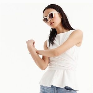 NWT J.Crew Peplum Wrap White Tank Size M